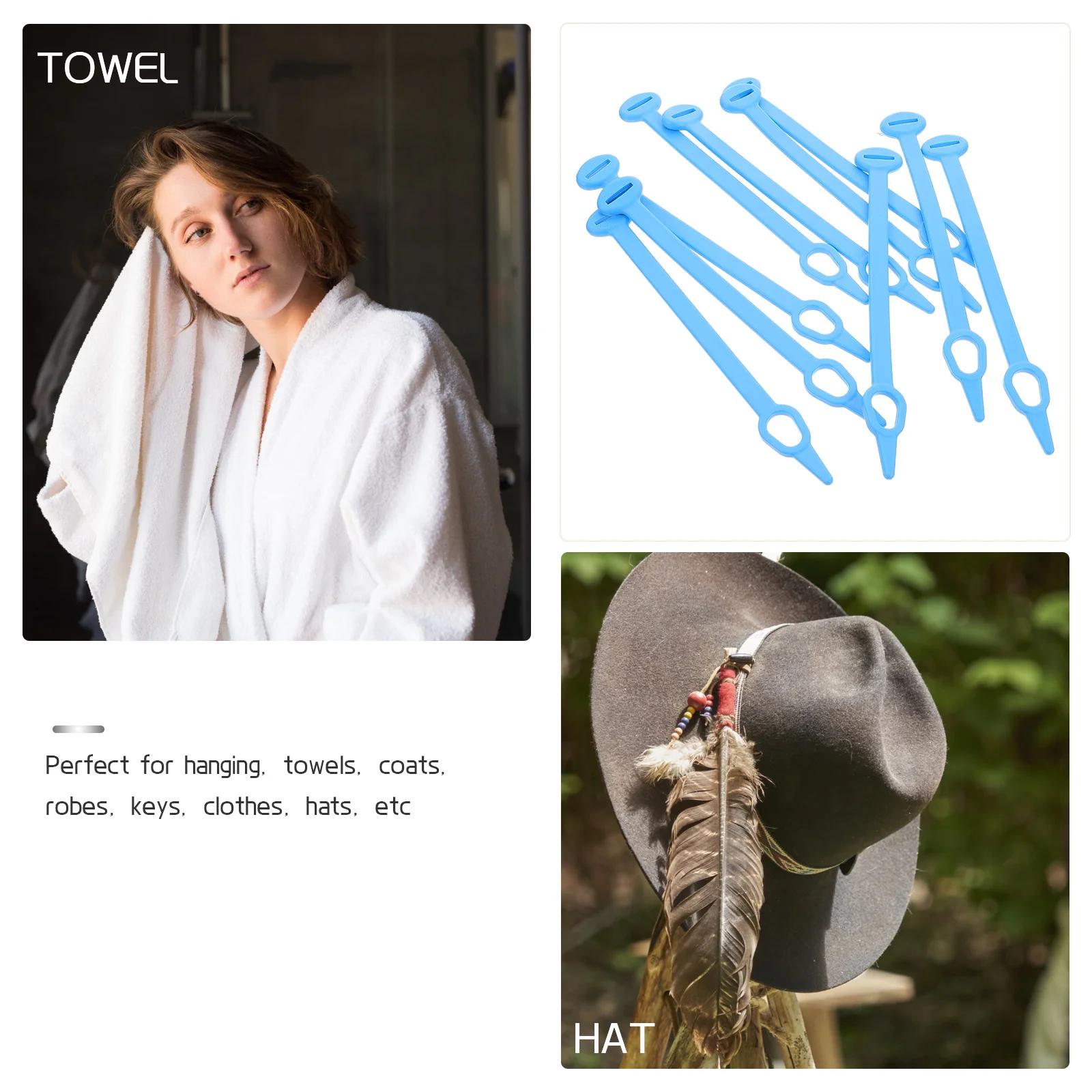 Ganchos de silicone multifuncionais, ganchos resistentes à prova de vento e anti-queda para pendurar roupas, guarda-chuva de praia interno e externo com 10 peças