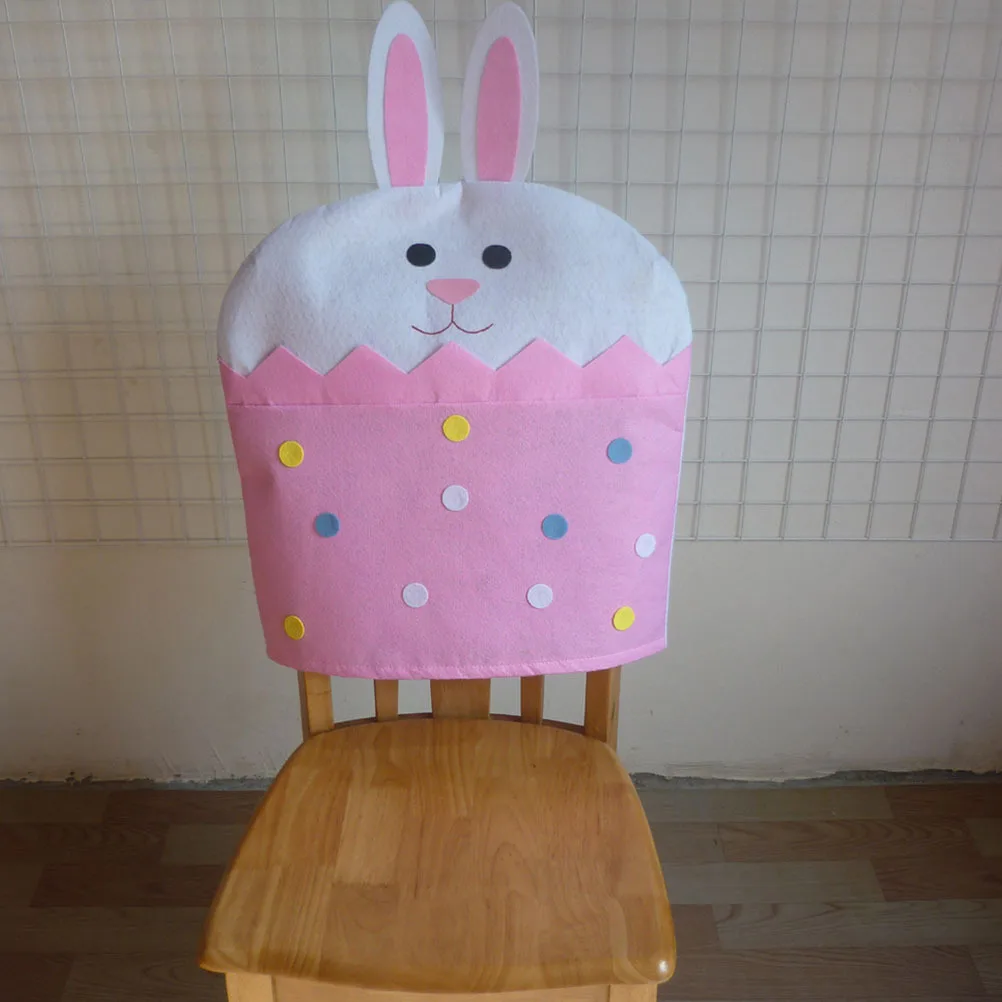 غطاء كرسي أرنب وردي على شكل عيد الفصح، حافظة واقية قابلة للإزالة لتزيين غرفة الطعام والمنزل والفندق والمهرجانات والأرنب #1