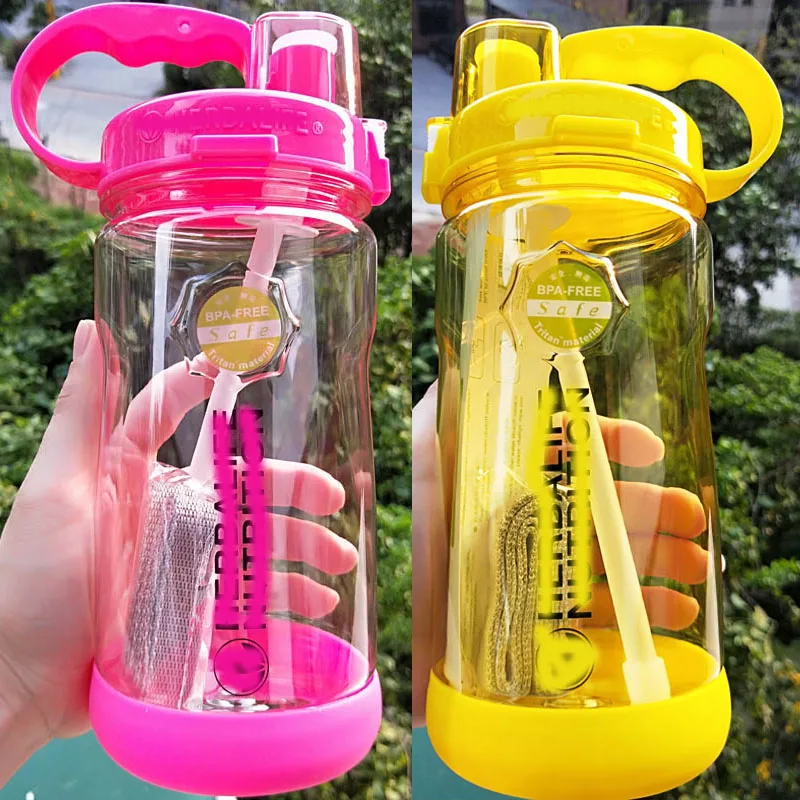 Clearance Sale  Wholesale Price 1000ml 1L Healthy life Nutrition Straw Sports Hiking Fitness Gym Tritan Plastic Water bottle