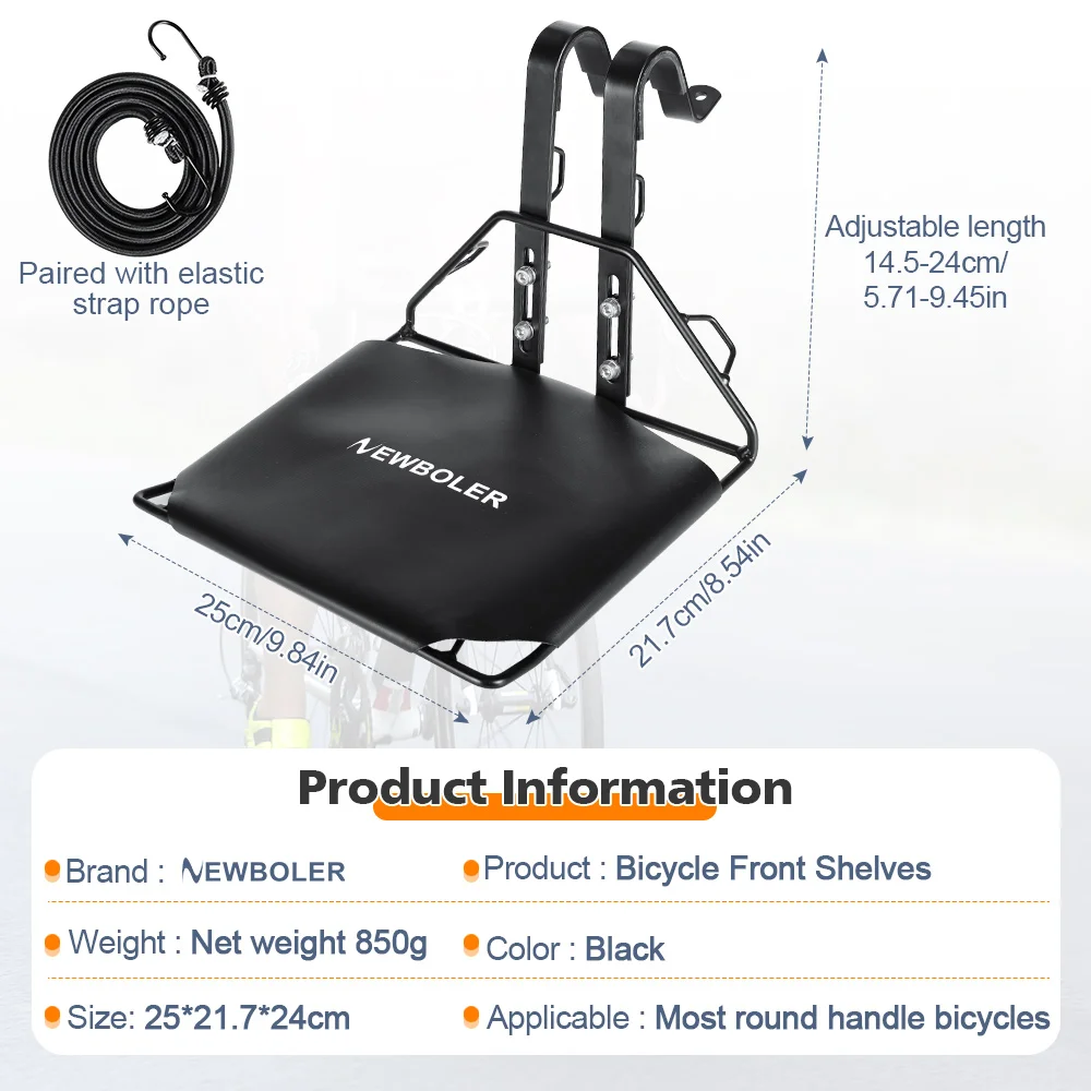 NEWBOLER Bicycle Bag Bicycle Front Rack Carrier Panniers Bag Luggage Shelf Bracket Trunk MTB Bike Cycling Rack 5kg Load Capacity
