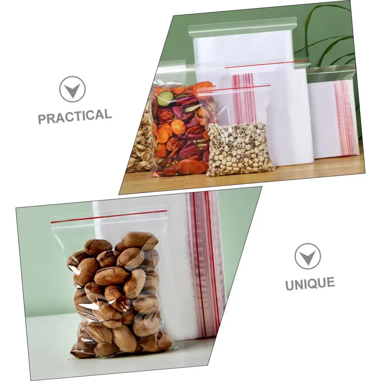 200 قطعة حقيبة بسحاب منظم تخزين بسحاب حقيبة بولي أكياس صناعية بقفل قابل للإغلاق