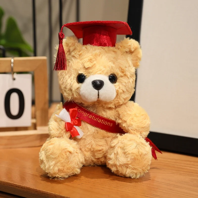 18 cm Dr. Bear süßes Plüschtier, klein, hellbraun, Teddy-Kleidung, Arzthut, Puppe, Abschlussgeschenke – Detail 2