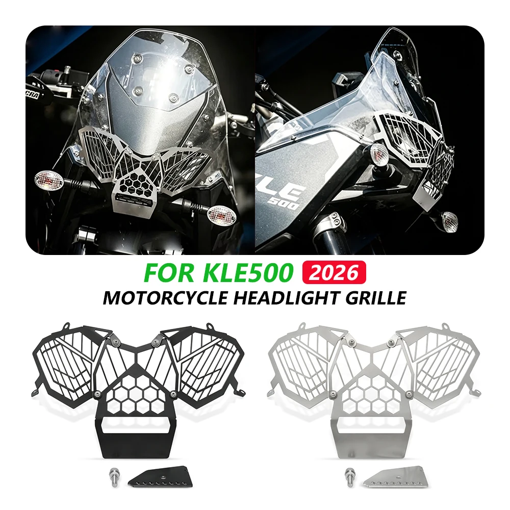 

For Kawasaki KLE500 SE ABS KLE 500 2026 Frontal Lens Mesh Device Motorcycles Headlight Grille Shield Under Cover Accessories