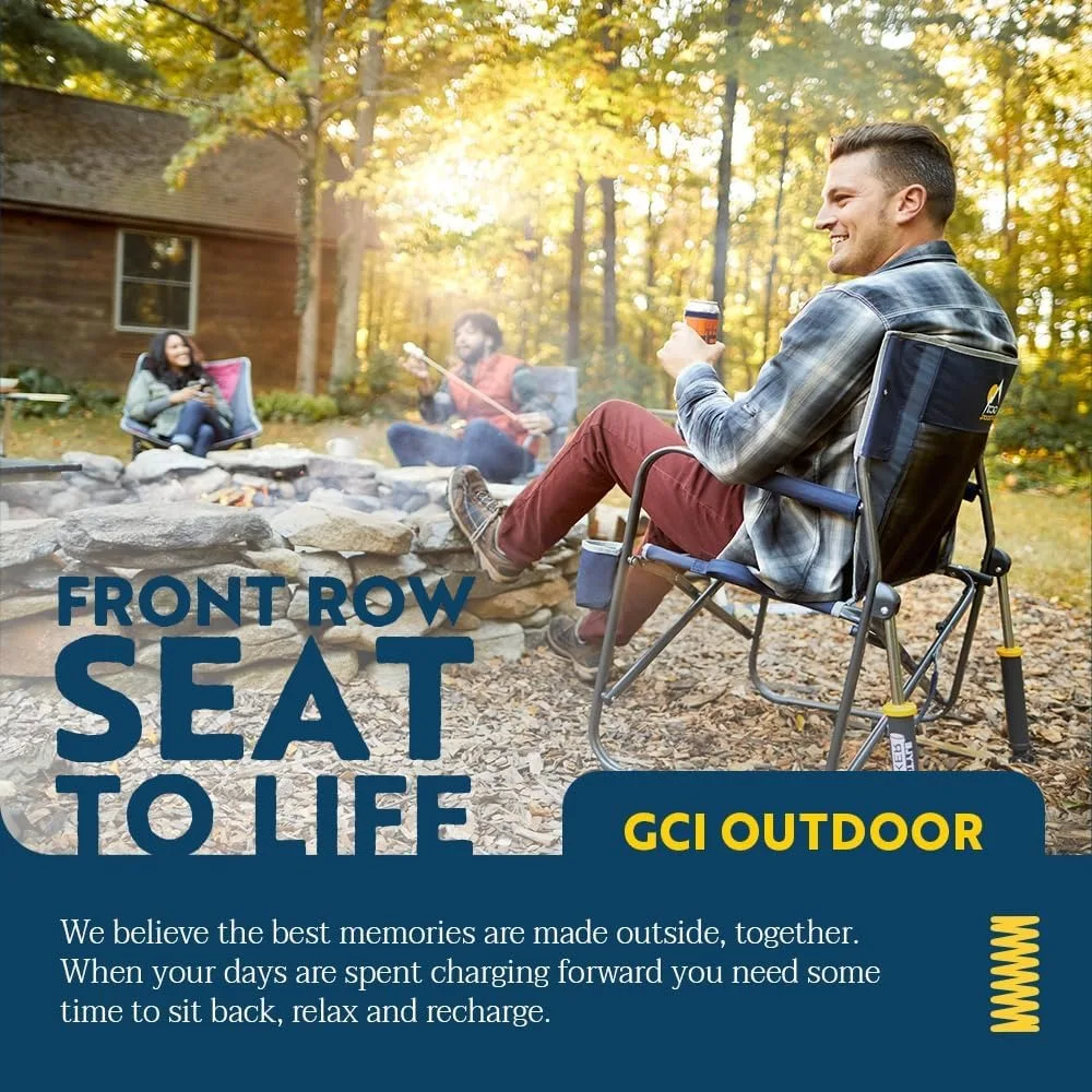 GCI Outdoor Freestyle Rocker: Terrassenschaukelstuhl mit Getränkehalter