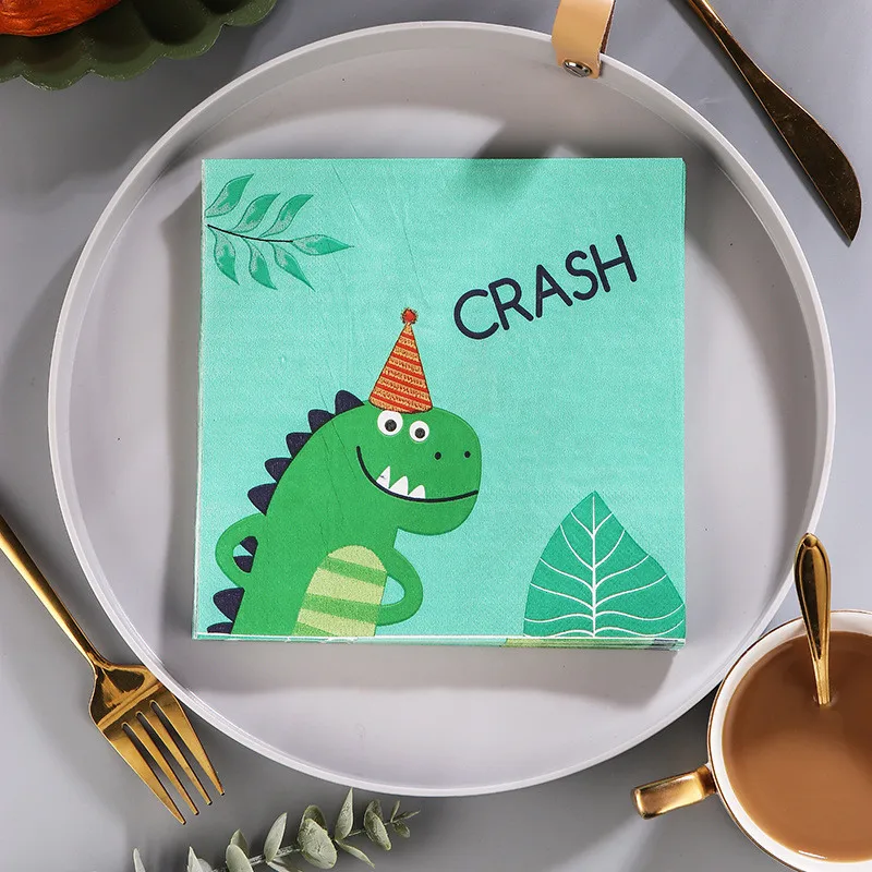 

20Pcs/Pack Cartoon Dinosaur Printed Table Paper Tissue Napkins Children Baby Shower Birthday Party Home Decoration