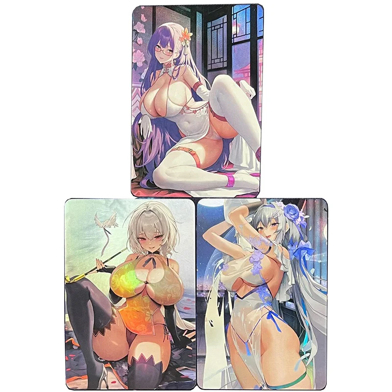 Anime Character DIY Collectible Card Hu Tao Yae Miko Cliffheart Manticore Laser Flash Card Boy Play Toys Christmas Birthday Gift