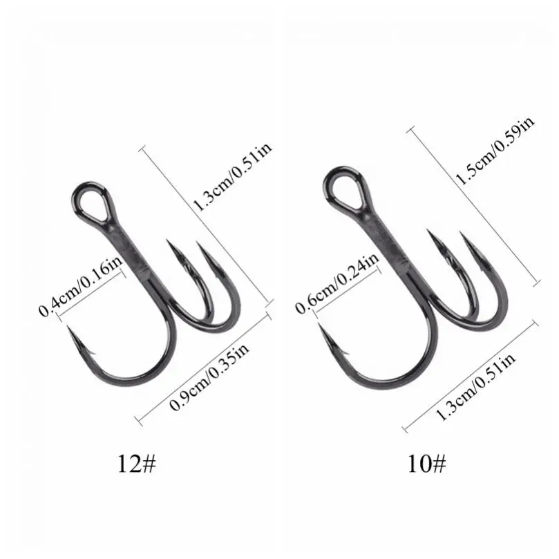 100Pcs Fish Hooks High Carbon Steel Treble Hooks Fishing Tackle Replaceable 10# 12# Optional Fishing Accessories