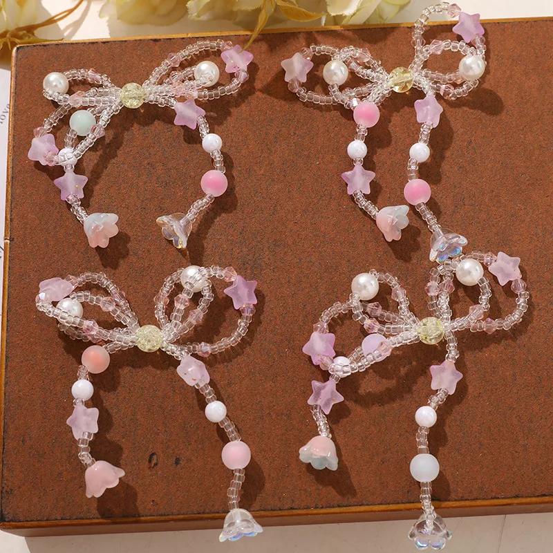 Shoe Charm 1 Piece Crystal Bow Flower Tassel Candy Color Sweet Girly Durable Embellishment for Clear Clogs Jelly Summer