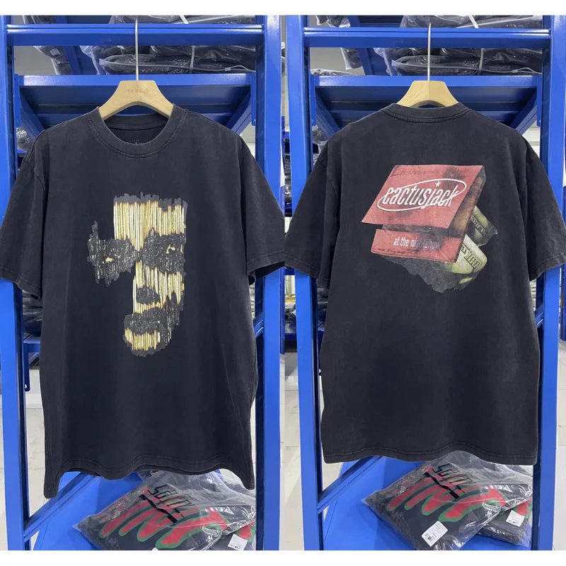 

Футболка Kanye Cactus Jack, уличная маска для лица, футболка с короткими рукавами и принтом доллара для мужчин и женщин, летняя уличная одежда