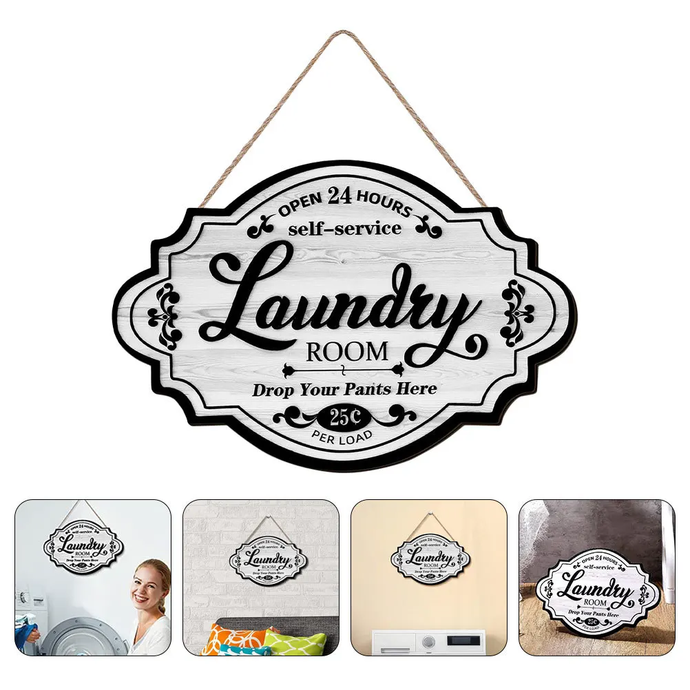 

Laundry Room Signs Wall Decor Farmhouse Wood Hanging Sign with Lettering Art for Laundry Decoration Rustic Style Pendant