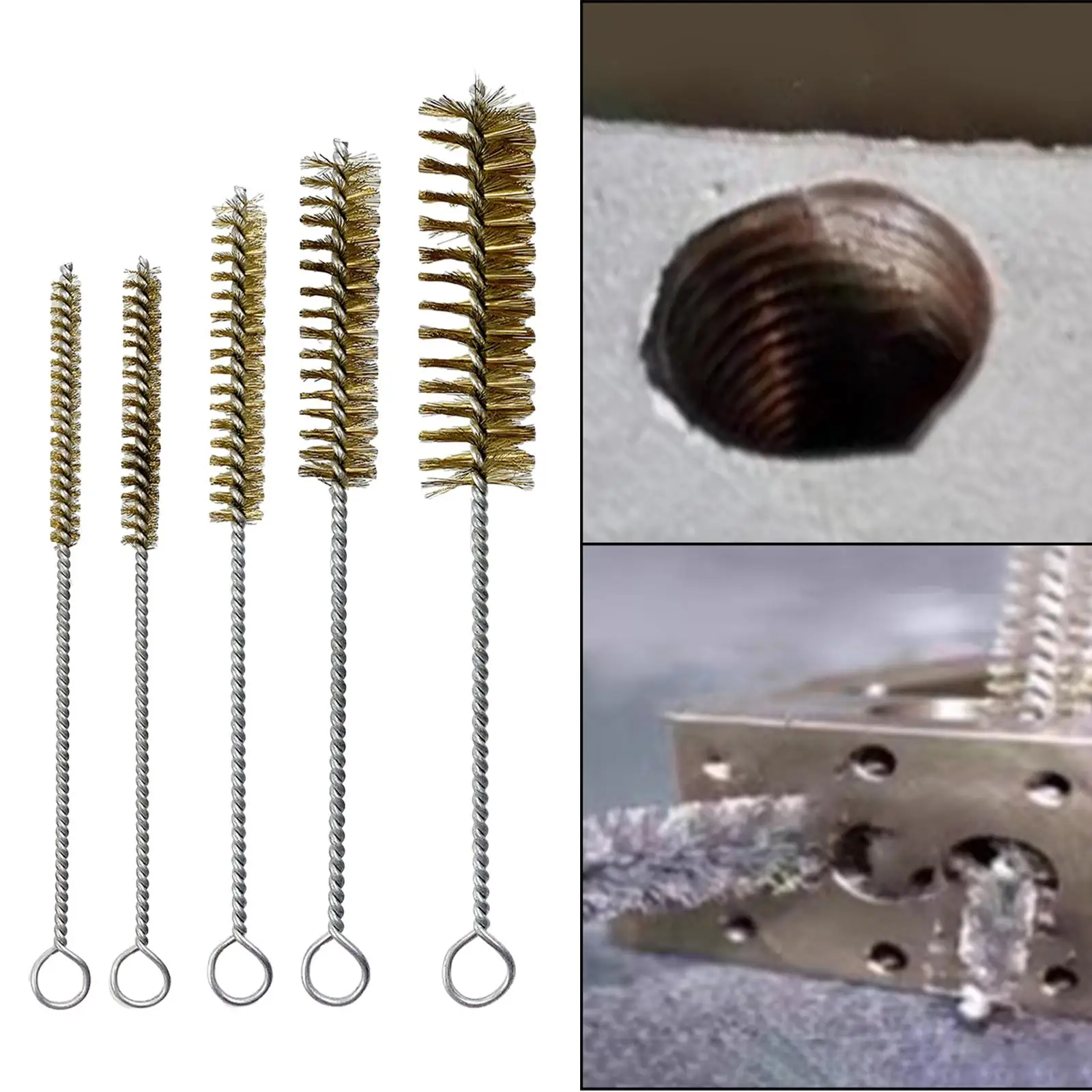 Pipe Cleaning Brush with Brass Bristles, Metal Wire Brush, Multifunctional Drain