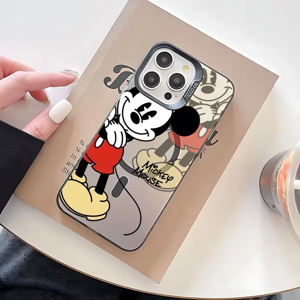 حالة الهاتف المغناطيسي لفون ، لطيف مضحك ميكي ميني ، Magsafe غطاء مطلي بالفضة لفون 11 ، 12 ، 13 ، 14 ، 15 ، 16 Pro Max ، Plus ، إبداعي #6
