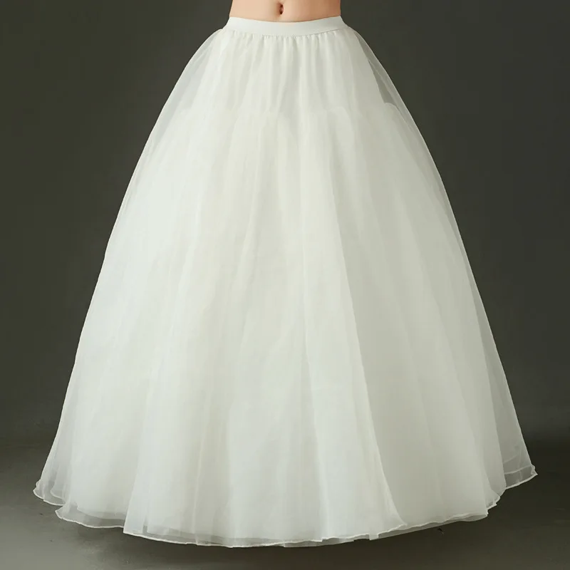 Three Steel Rings Double Layered Yarn Wedding Dress Petticoat Organza   Bride Performance Skirt Support