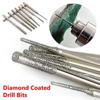 10Pcs 0.8-2.5mm Diamond Coated Drill Bits 2.35mm Shank Silver Polishing Head Grinding Burr Bits For Drilling Glass Woodworking