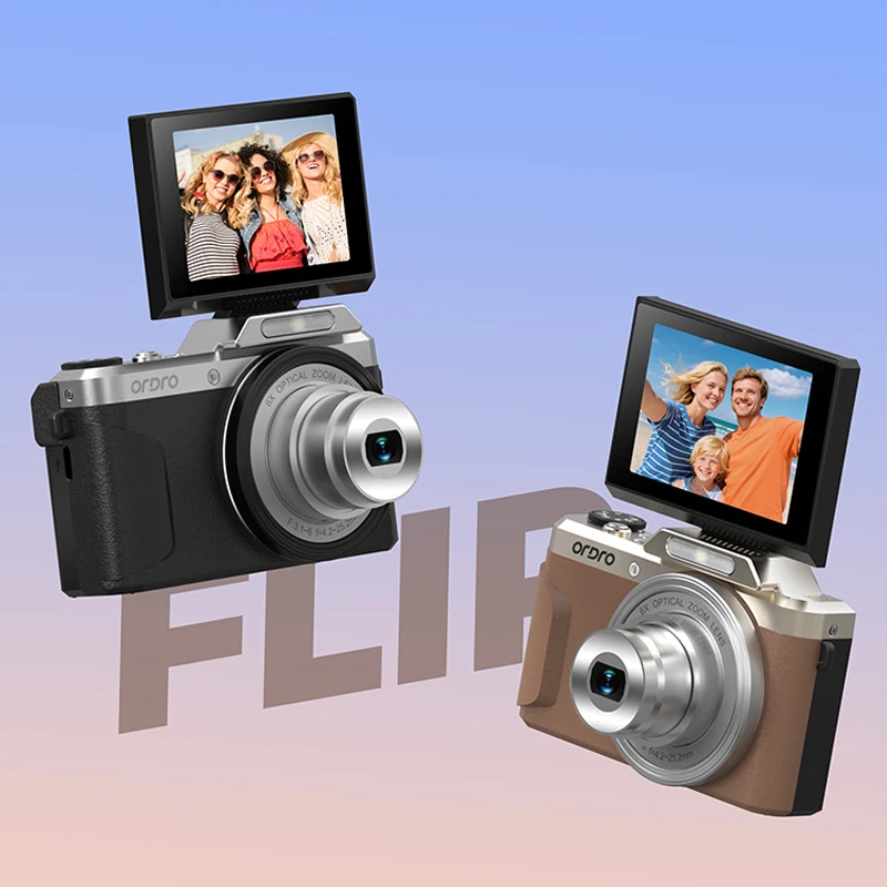 Cámara Digital Compacta ORDRO D27 4k para Grabación Diaria de Vlogs, Compatible con Selfies y Control por Aplicación