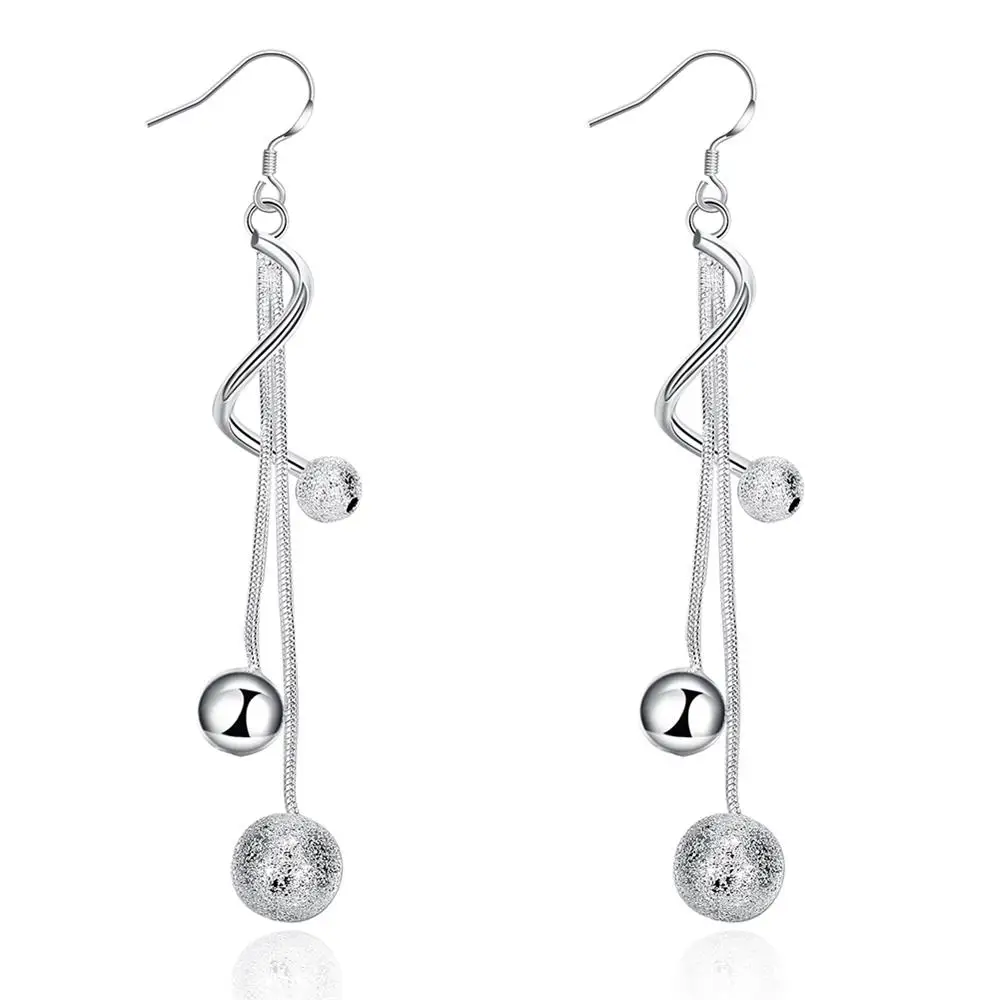 High Quality Fashion Noble Jewelry 925 Sterling Silver Tassel Bead Drop Earrings For Woman Party Wedding Holiday Gifts image 3