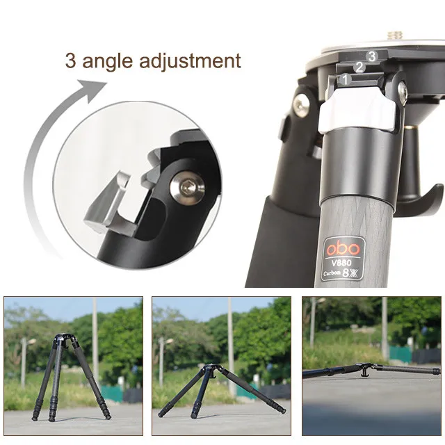 Photography Video Light Weight Portable Carbon Fiber Tripod Camera Stand Waterproof Shockproof Twist Lock 35kg Load Capacity