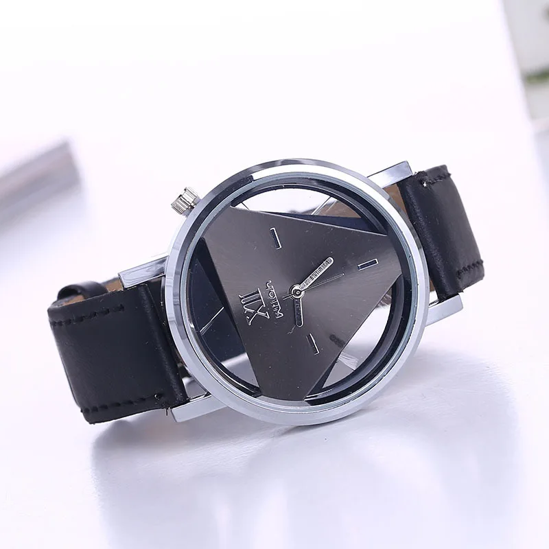 Transparent Watches Women Triangular Watches Casual Leather Band Quartz Wristwatch Reloj Mujer Relogio Feminino Ladies Watches