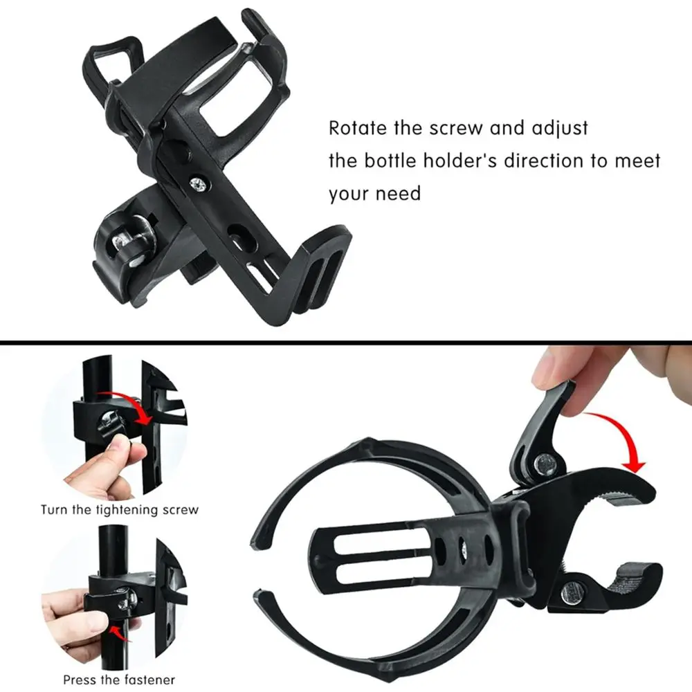 Bike Water Bottle Holders No Screws Universal Bicycle Cup Holder 360 Degree Rotatable Adjustable Road Mountain Bike Drink Cup