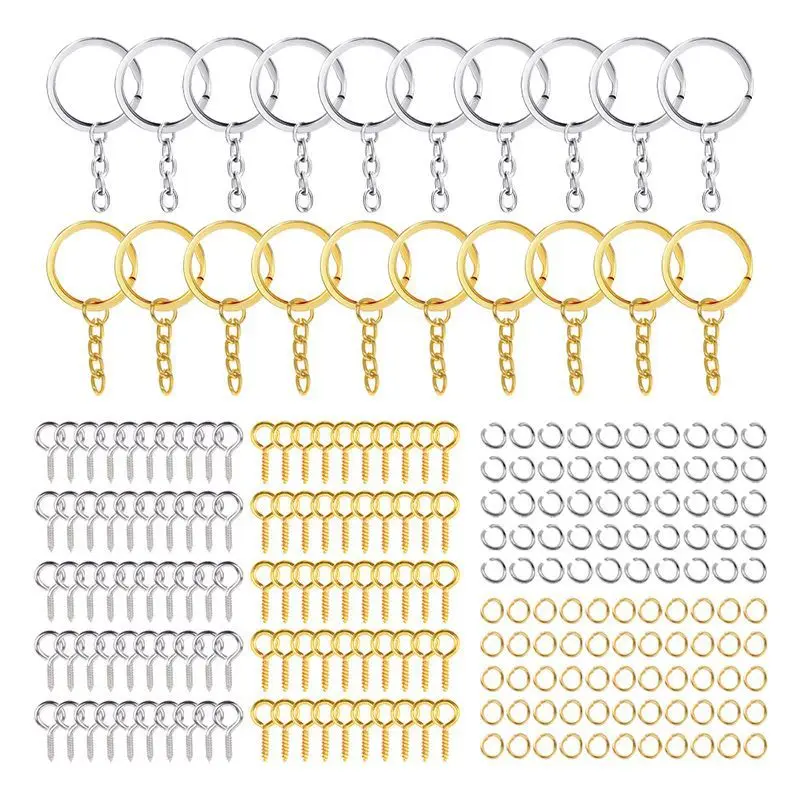 Keychain Keyrings Open Jump Rings Screw Eye Pins zfor DIY Epoxy Resin Key Chain Pendant Earrings Jewelry Making Accessories Set