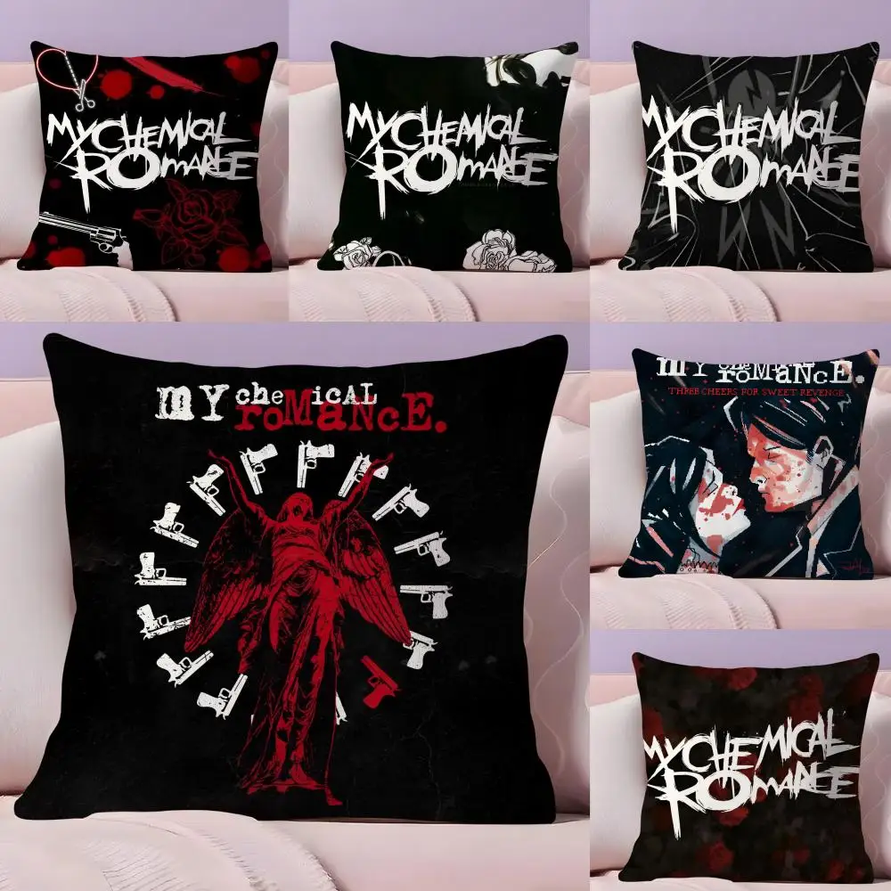 Hot Rock My Chemical Romance Band Cushion Cover Plush Fabric Soft Double-Sided Printed Sofa  Pillow Case Colorfast Home Decor