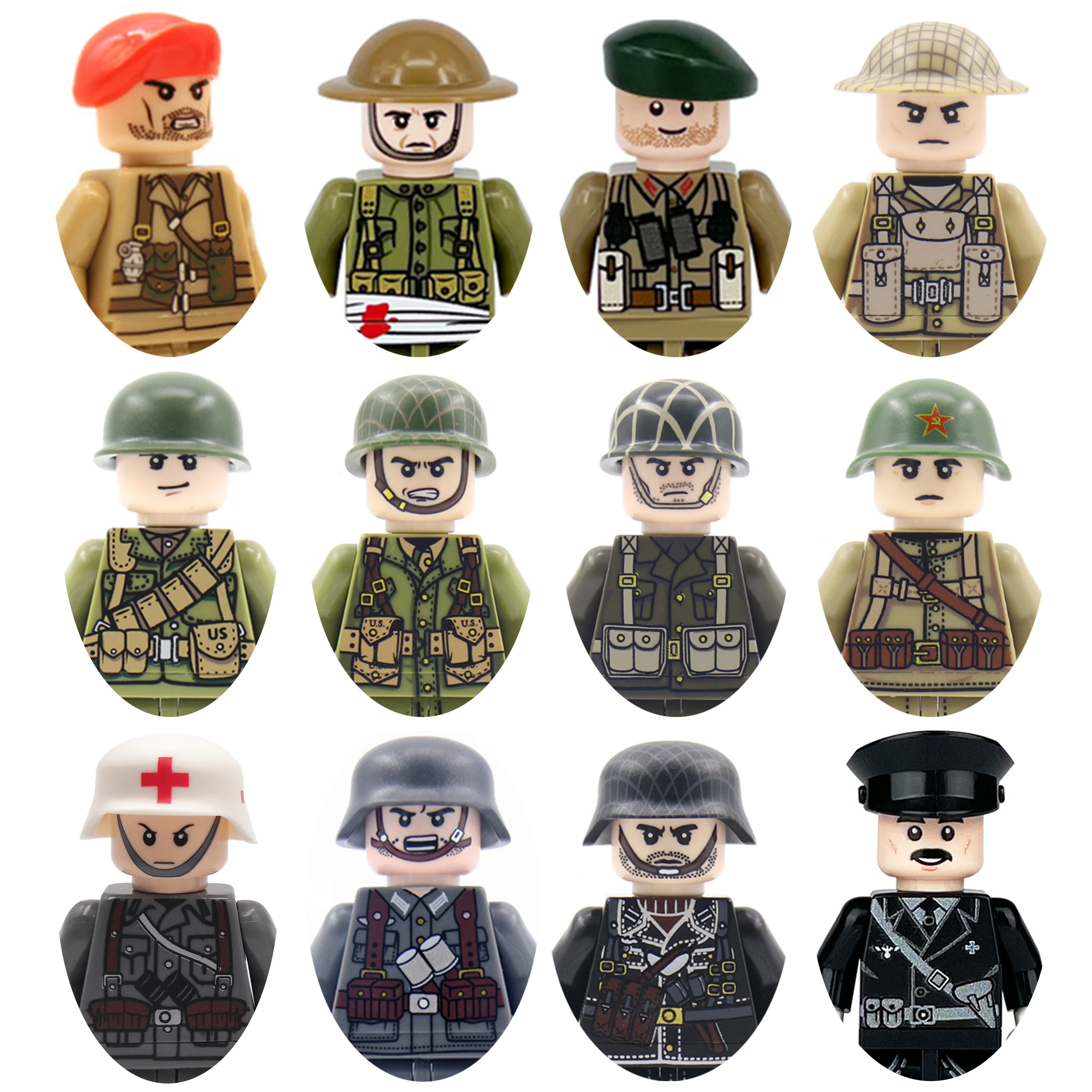 DIY WW2 Infantry Military Soldiers Medical Corp War Army Mini Gun Weapons Model Building Block Brick Children Kids Children Toys