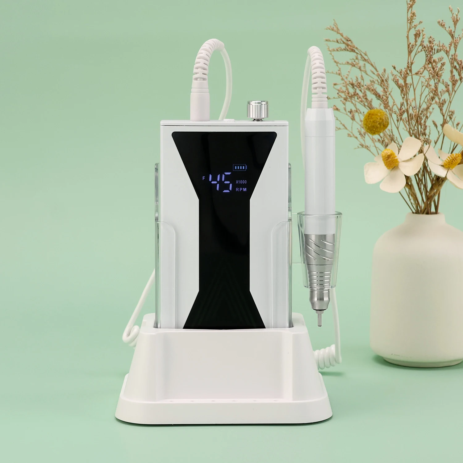 เครื่องเจียรเล็บแบบพกพา 85w ไร้แปรงถ่าน ความเร็ว 45000 รอบต่อนาที พร้อมชุดดอกเจียร สำหรับทำเล็บ 45K ไร้สาย