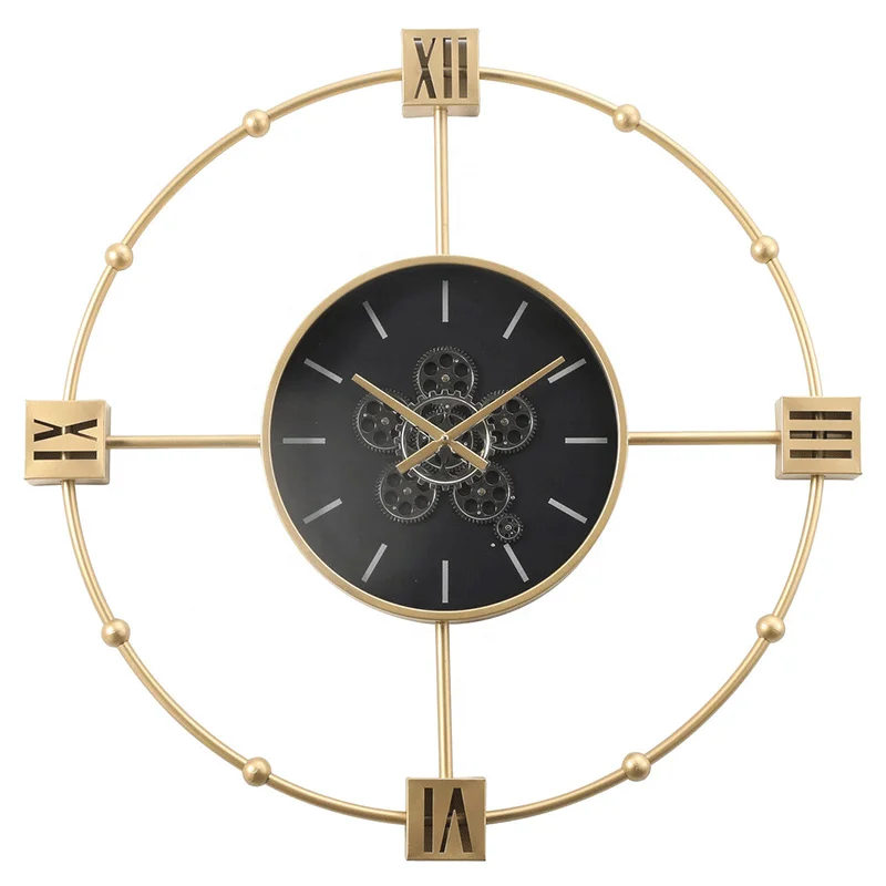 Infinite Times New Design Golden Wall Clock Creative Industrial Metal Mobile Gear Wall Clock Home Furnishing