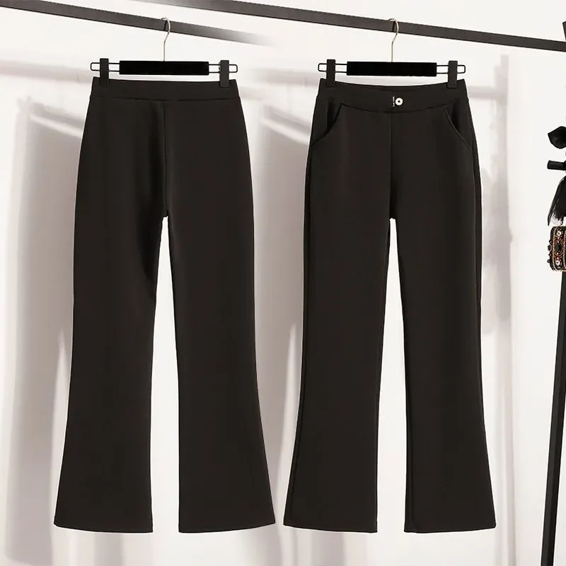 Micro pantalon évasé taille haute pour femme, ample, extensible, élégant, polyvalent, décontracté, 3XL, nouvelle collection printemps automne