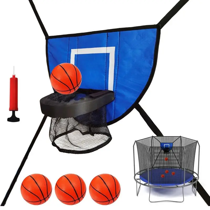 

Basketball Hoop For Trampoline Outdoor Children Soft Basketball Hoop Attachment With 4 Balls And Pump Trampoline Parts For Kids