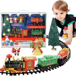 Christmas Train Set Christmas Train Decorations Festive Home Decor DIY Car Track Carriages And Tracks Toys Christmas Gift For