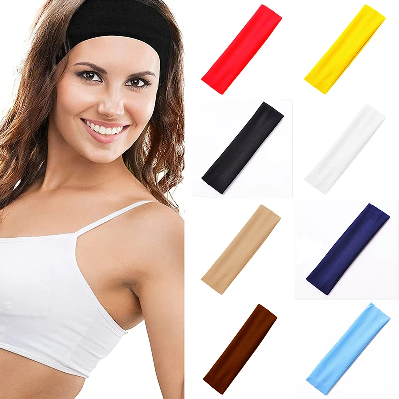 

Hot Summer Sports Yoga Headbands For Women Solid Color Fitness Headwrap Elastic Running Absorb Sweat Elastic Hair Bands Turban