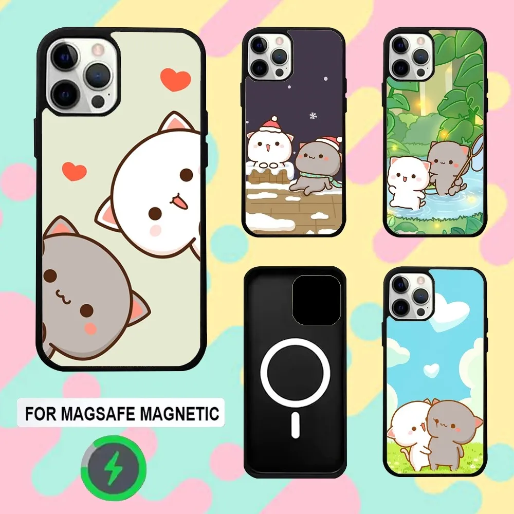 

Cartoon Peach Mochi Cat Phone Case For iPhone 16e,16,15,14,13,12,11,Plus,Pro,Max,Mini Magsafe Magnetic Wireless Charging