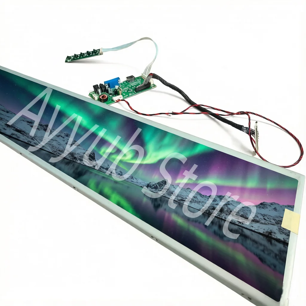 Stretch Bar LCD Display 19 Inch 1920x360 IPS, Digital Signage Screen for Supermarket Shelf & Game Console Use