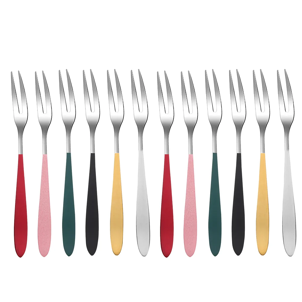 

12pcs Household Stainless Steel Mini Cake Forks Snack Fruit Fork Food Forks Dessert Fork Snacks Fork