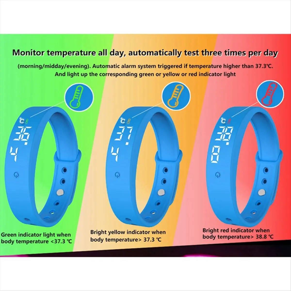 

T81C! LED Digital Smart Bracelet Waterproof Smart Clock Smart Bracelet with Body Temperature Monitor,Vibration AlarmReminder,B