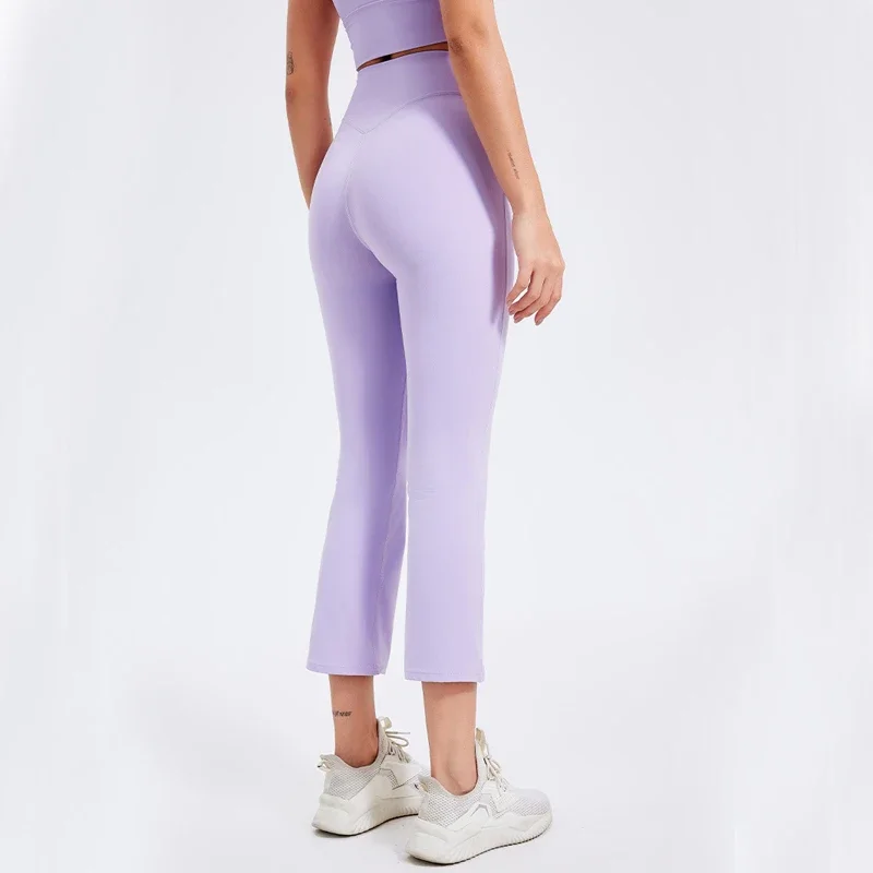 Женские капри для йоги, мягкие брюки для фитнеса с высокой талией, однотонные спортивные повседневные брюки, дышащая одежда для тренировок