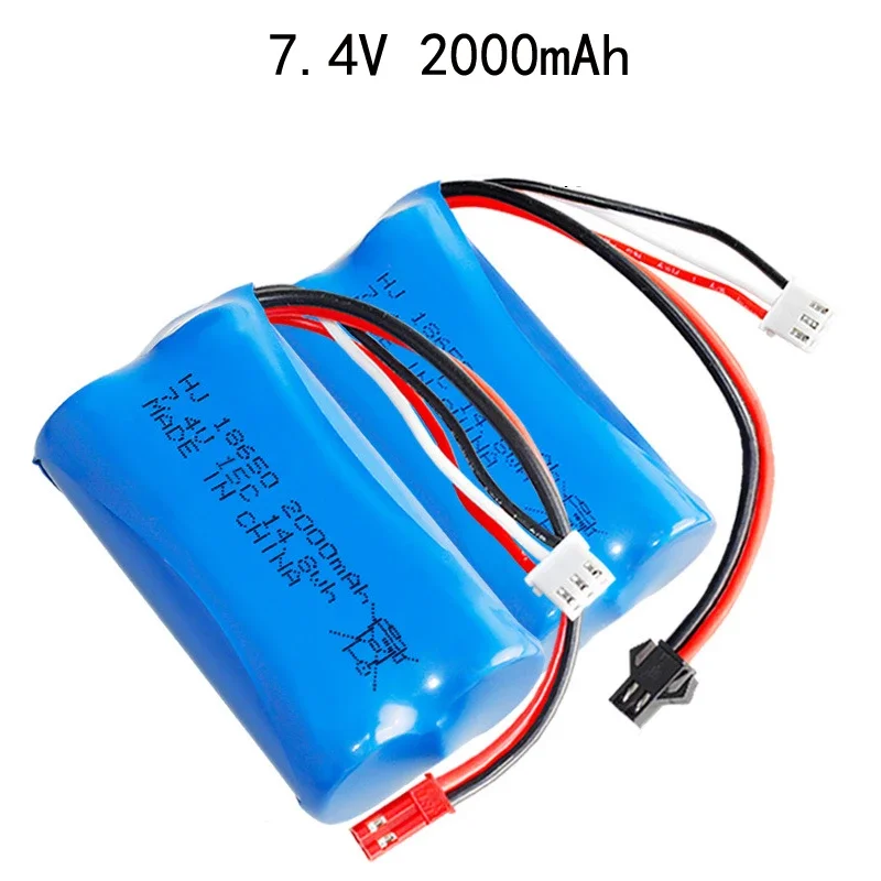 7.4V 2000mah 18650 Rechargeable Battery Pack For WPL MN99S D90 U12A S033g Lipo Lithium Battery Rc Boats Cars Tanks Drones Parts