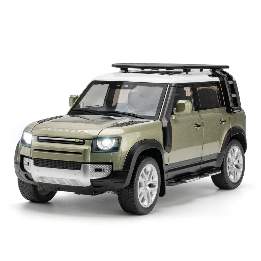 Large 1:18 Land Rover Defender SUV Off-road Alloy Model Car Diecast Toy Car Collection Simulation Sound Light Children Day Gifts