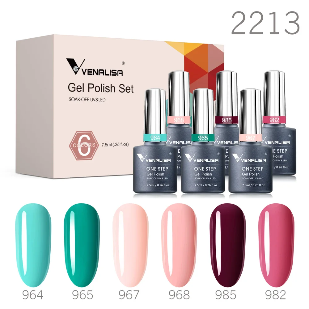 6pcs Venalisa Gel Nail Polish One Step 3 in 1 Color Varnish Rubber Base Jelly Pink Natural Color Series Nude Collection Gel