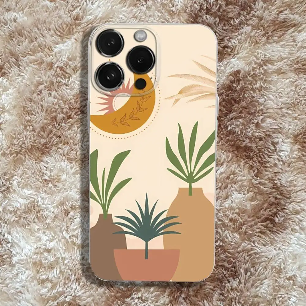 Custodia per telefono con arte astratta bohémien per iPhone 17,16,15,14,13,12,11 Pro,Max,Plus,X,XS,XR,SE4,E Mini Cover morbida trasparente