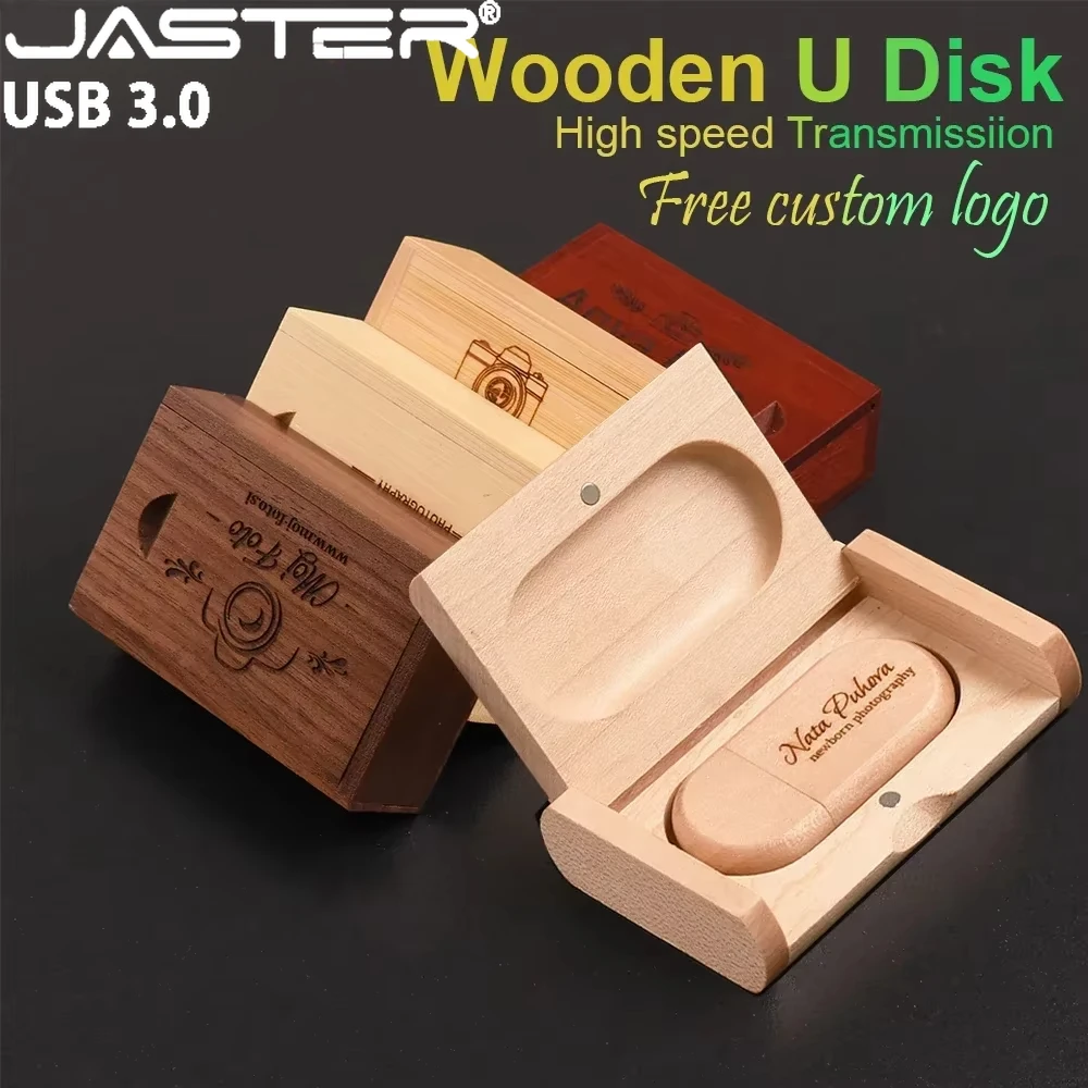 JASTER Wooden USB 3.0 Flash Drives 128GB High Speed Pen drive 32GB Free Custom Logo Memory stick 16GB 8GB Creative gift U disk