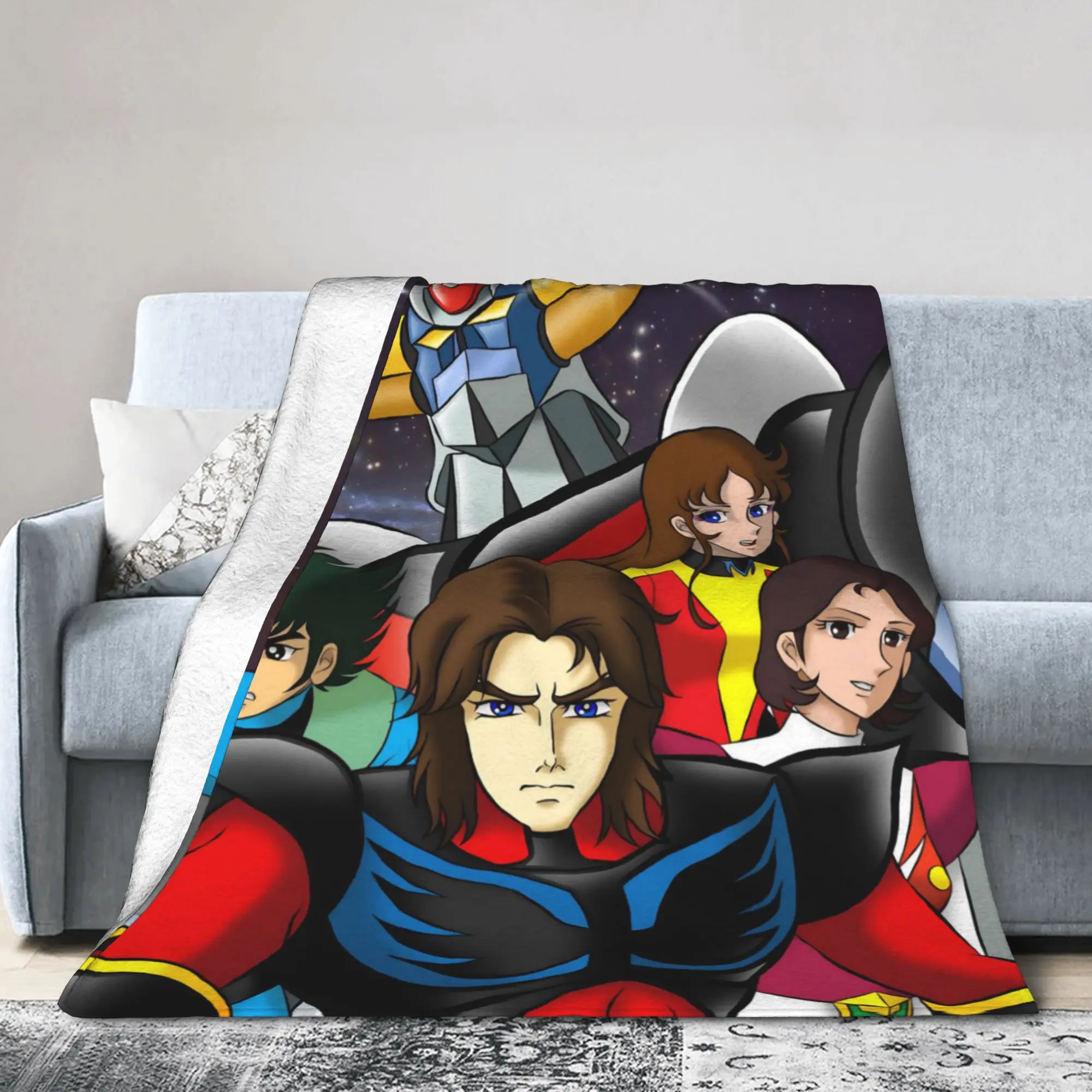 UFO Robot Grendizers Goldorak Blanket Japan Anime Fuzzy Funny Warm Throw Blankets for Bed Sofa Autumn/Winter Office