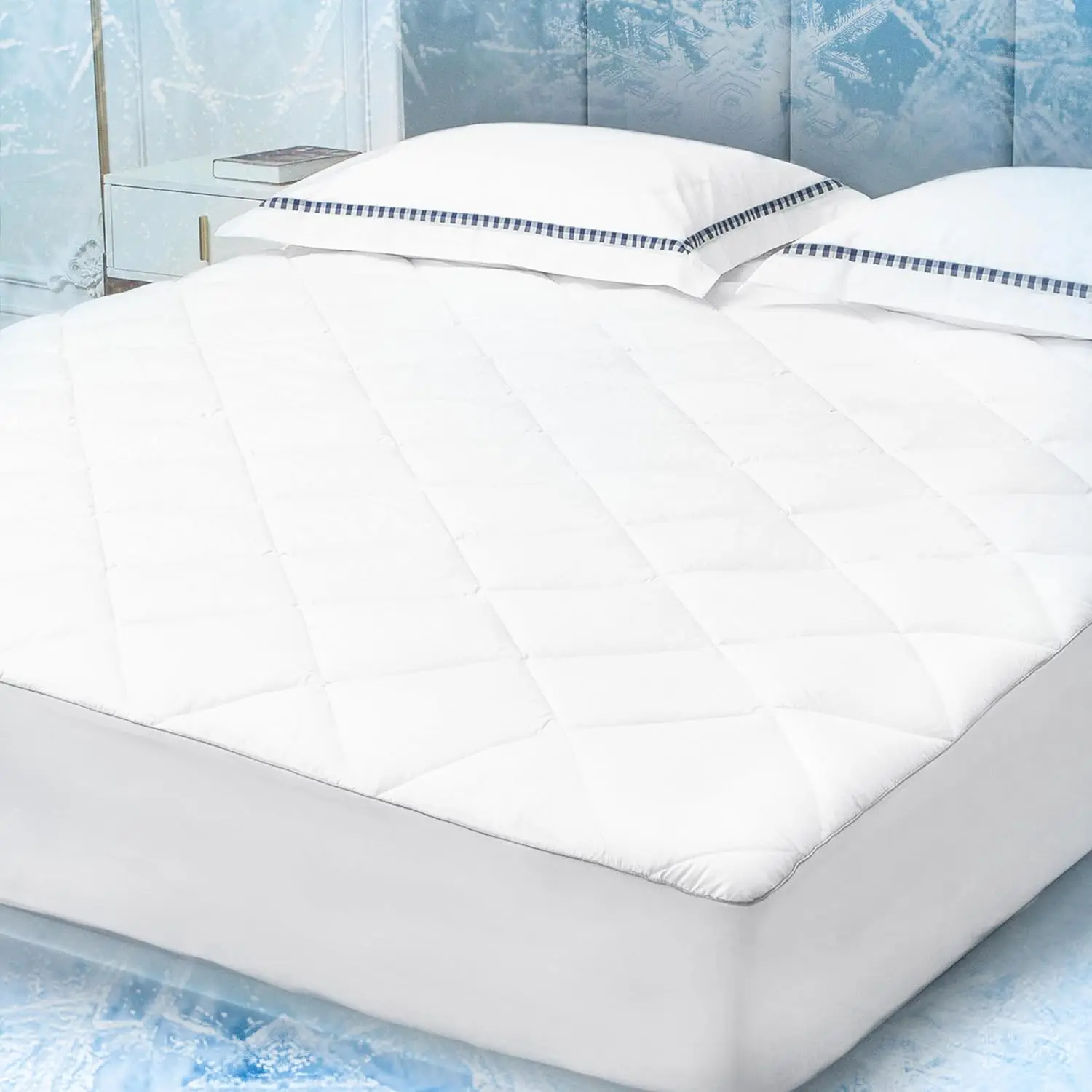 

Cooling Quilted Queen Mattr Protector, Mattr Pad Queen Chill Soft Mattr Cover, 18-22"" Extra Deep Pocket Thin Version, Hine
