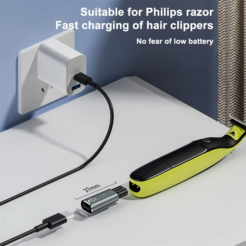 1Pcs 5V Type-C Charger Converter Shaver Adapter For OneBlade QP2724 QP2834 QP1424 QP1924 QP4631 Beard Trimmer-F(x)