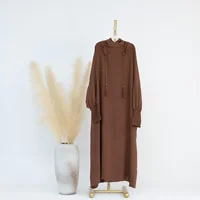 2024 vêtements pour femmes musulmanes mode été automne musulman à manches longues couleur unie longue Abaya Hijab robe caftan Abaya dubaï 6