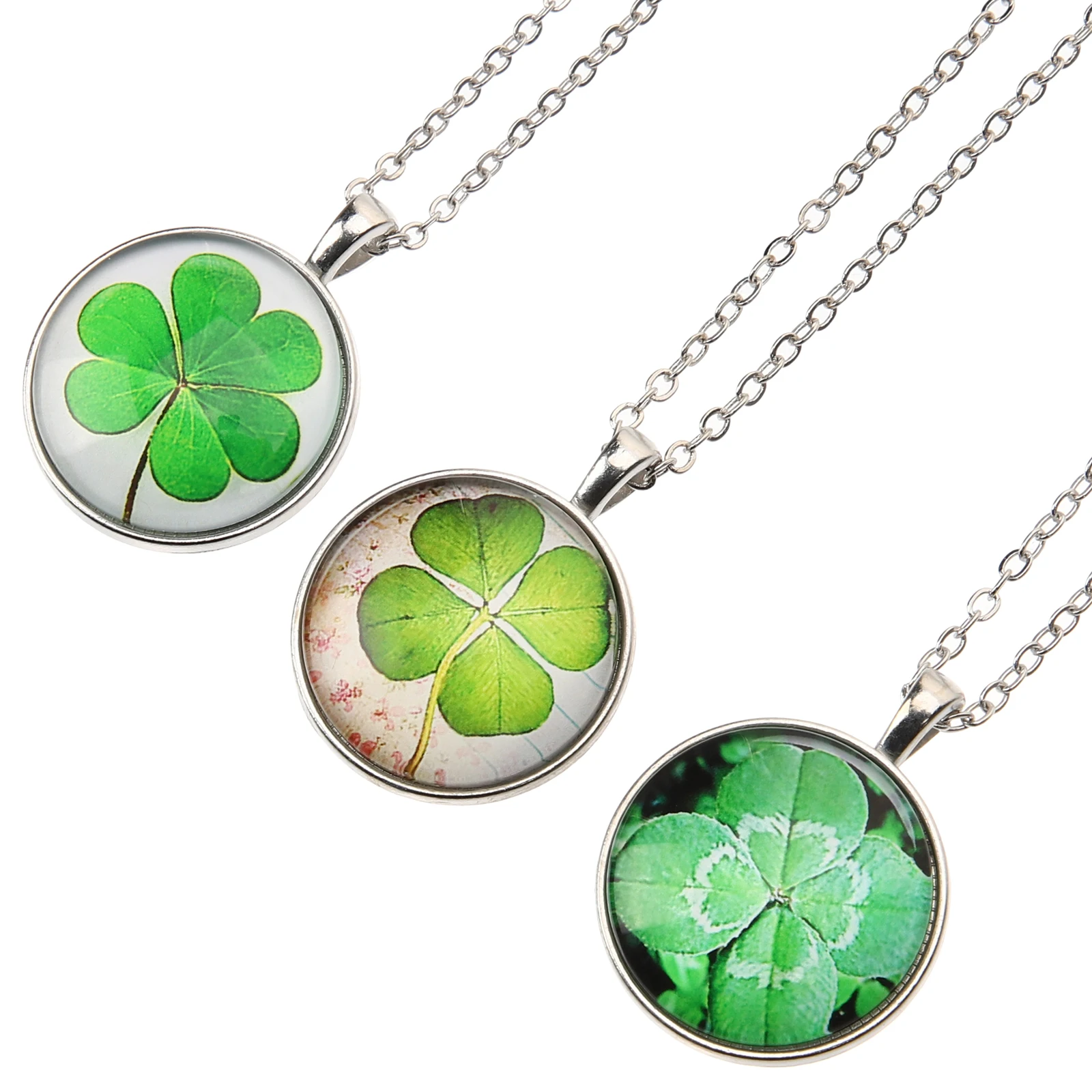 3 pçs colar de trevo de quatro folhas para mulheres meninas jóias irlandesas simples sorte pingente colares corrente leve vestir-se festa