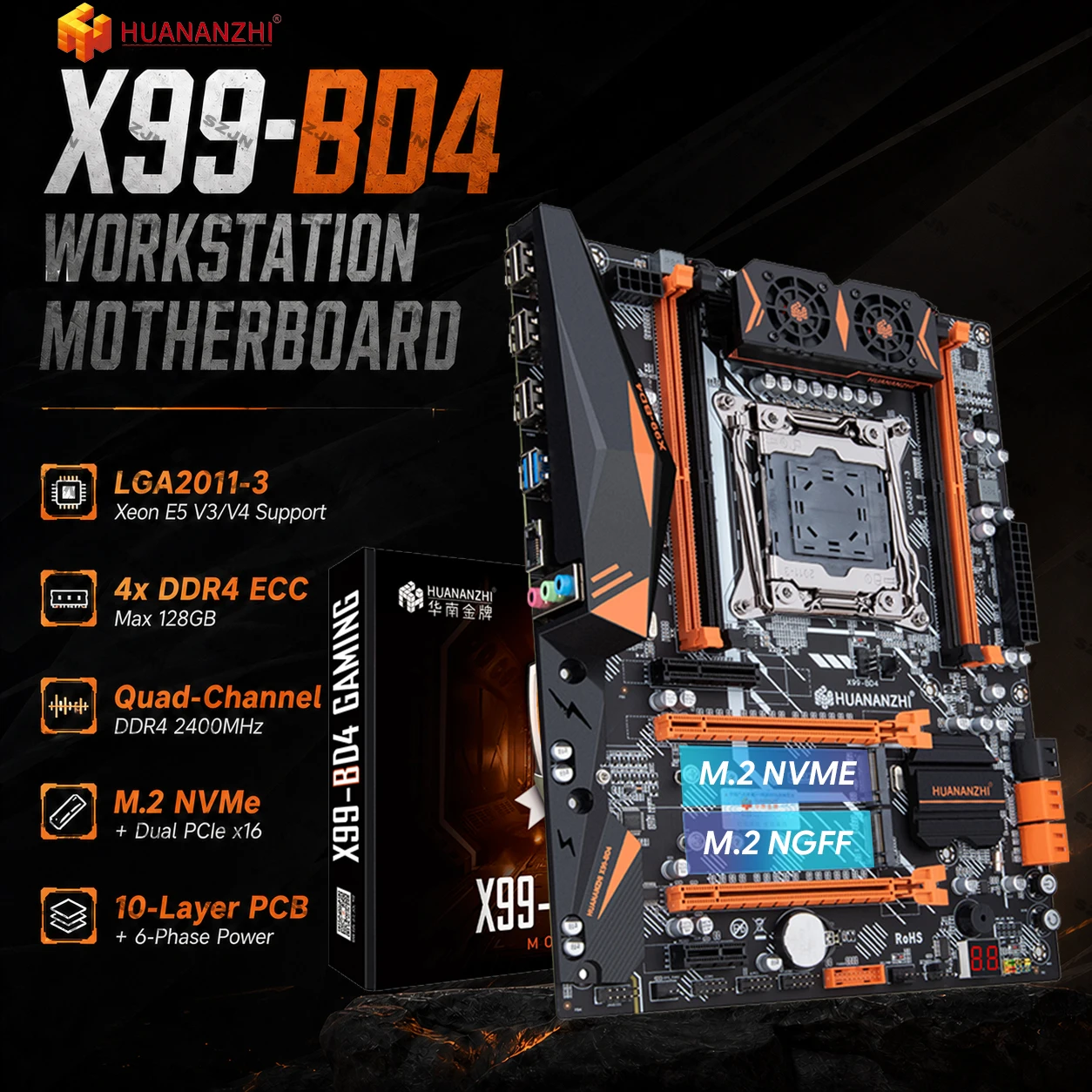 Pc Gaming Xeon - HUANANZHI X99-BD4 X99 Motherboard LGA2011-3 Xeon