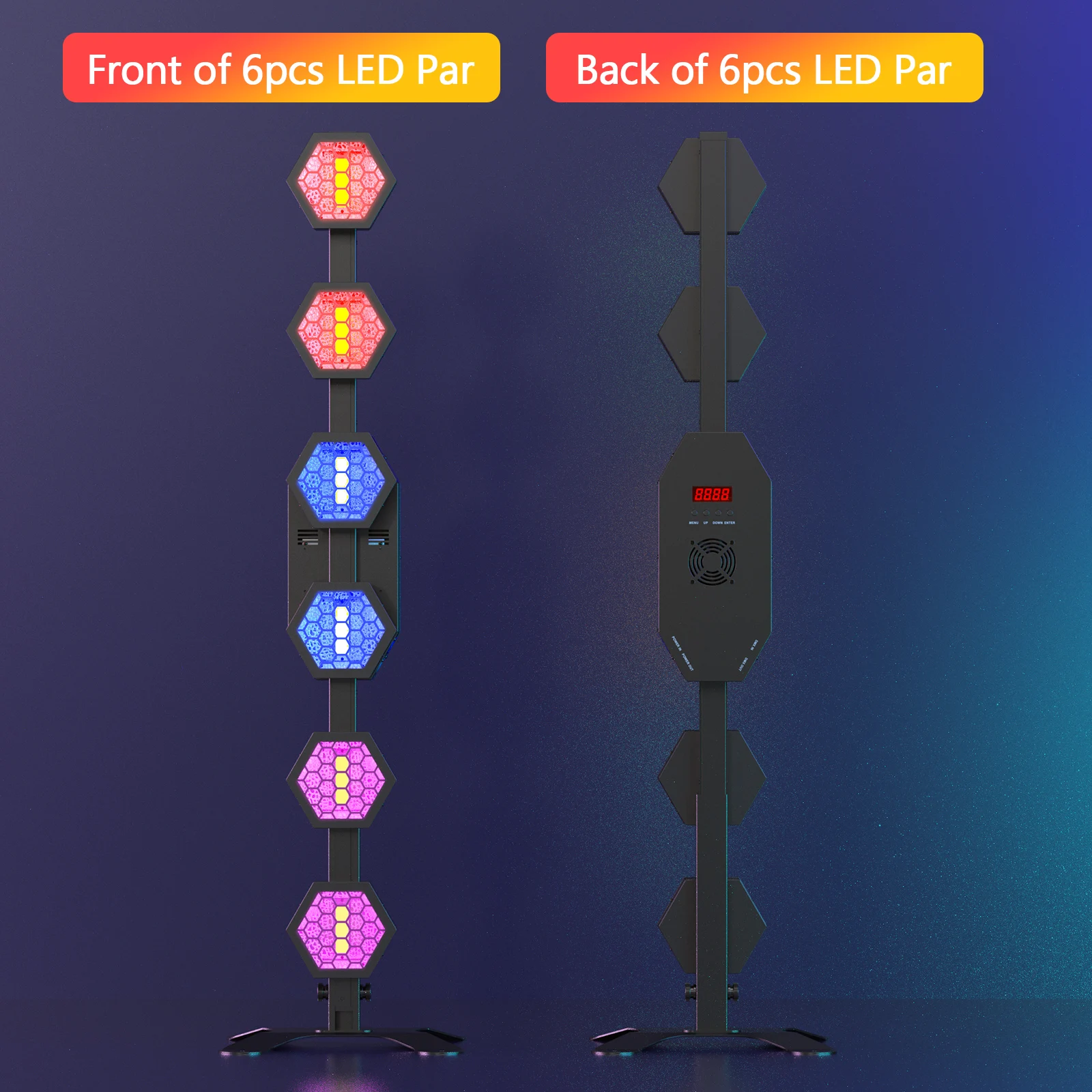 Yixflame-LEDステージランプ、ステージ照明、dmx512および8チャンネルのスポットライト、4 in 1、rgbw、6 LED、200w