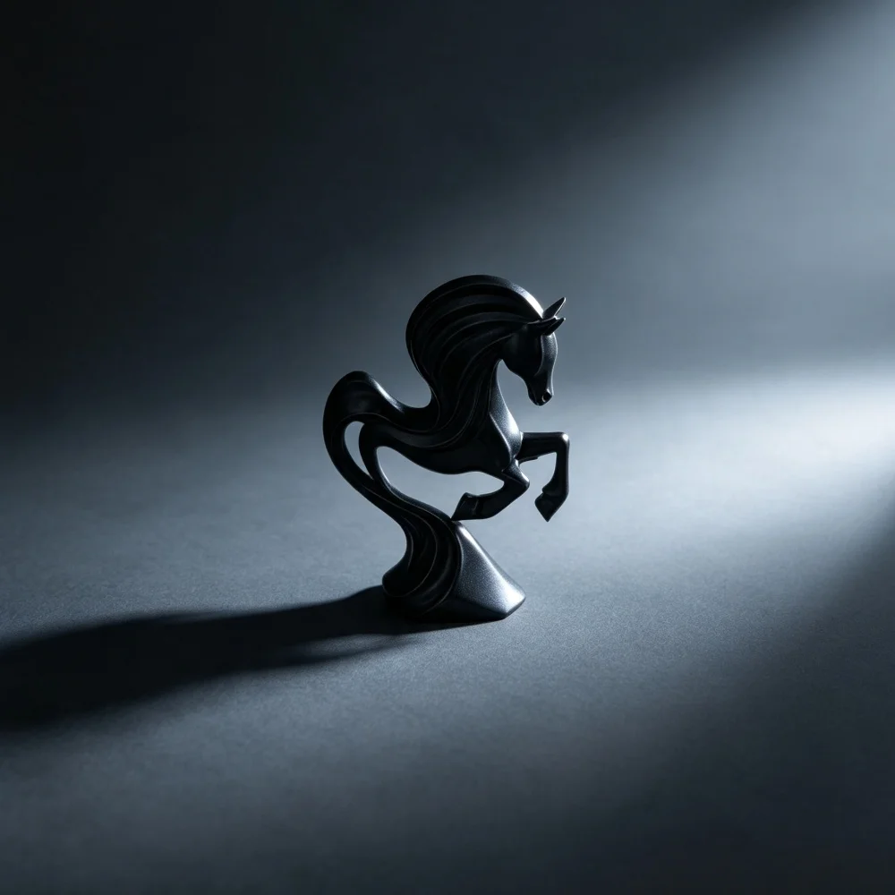 3D Printed Black Sleek Galloping Horse Art Sculpture Decorative Tabletop Ornament For Classic Coffee Shop Office Home